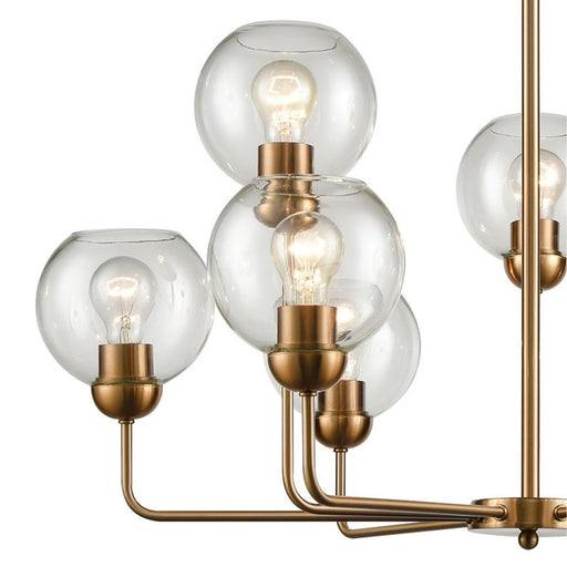 Atlas Lighting Astoria 32'' Wide 9Lt Chandelier, Satin Gold/Clear