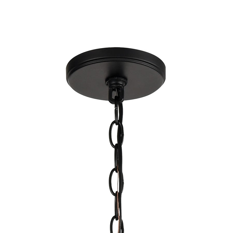 Atlas Lighting Barrow 26in 6-Light Chandelier | Transitional Matte Black and Birchwood | Dining Room & Living Room | Model CL11076-NA
