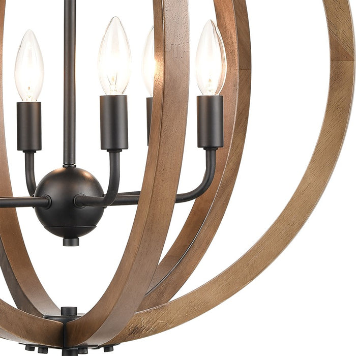 Atlas Lighting Barrow 22'' Wide 6Lt Chandelier, Matte Black