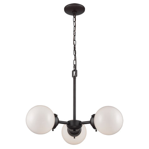 Atlas Lighting Beckett 22'' Wide 3Lt Chandelier, Bronze/White