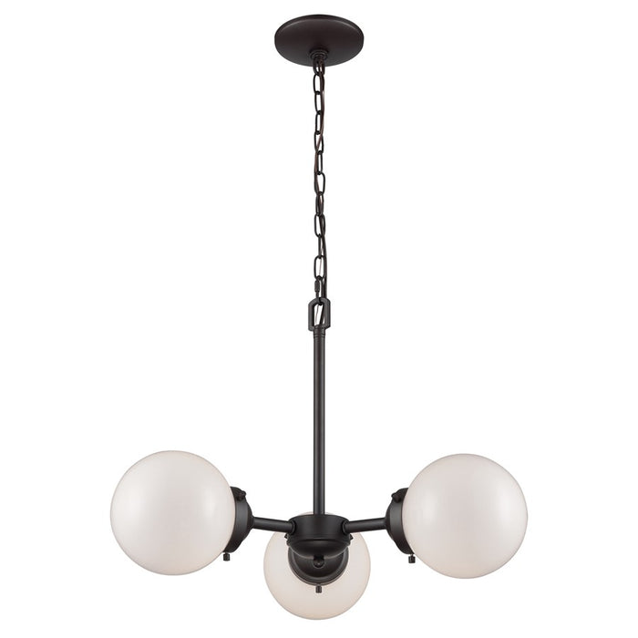Atlas Lighting Beckett 22'' Wide 3Lt Chandelier, Bronze/White