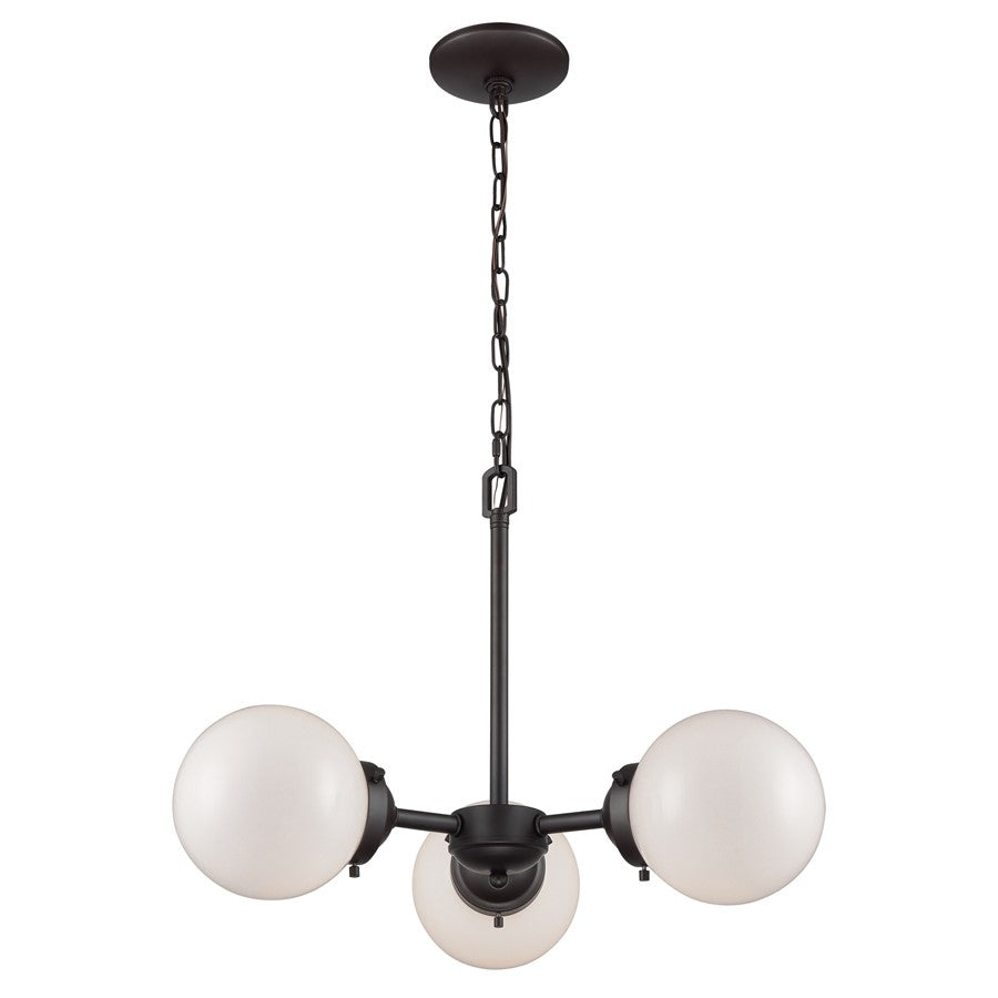 Atlas Lighting Beckett 22'' Wide 3Lt Chandelier, Bronze/White