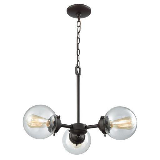 Atlas Lighting Beckett 22'' Wide 3Lt Chandelier, Bronze/Clear
