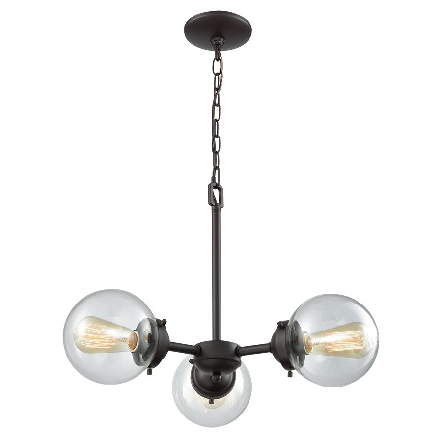 Atlas Lighting Beckett 22'' Wide 3Lt Chandelier, Bronze/Clear