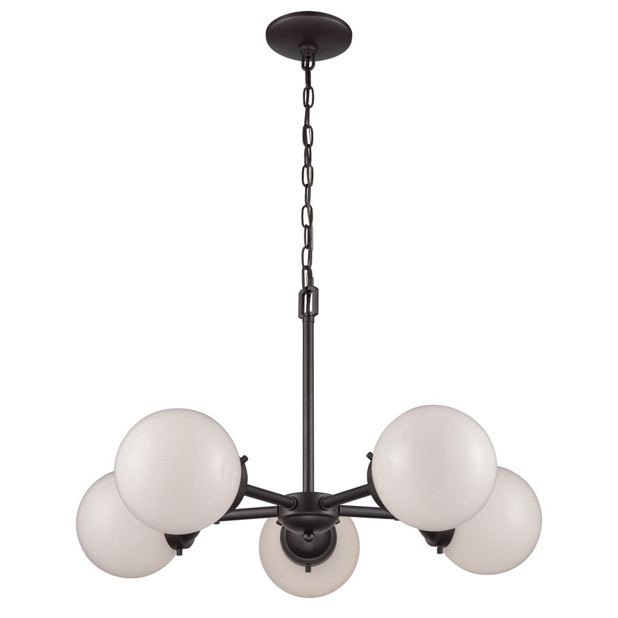 Atlas Lighting Beckett 26'' Wide 5Lt Chandelier, Bronze/White