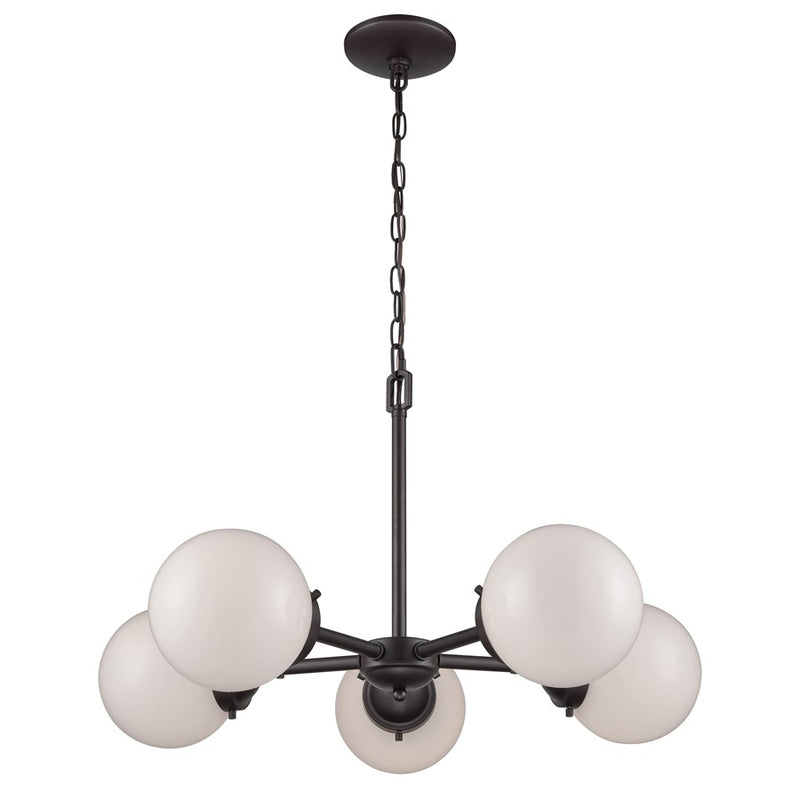 Atlas Lighting Beckett 26in 5-Light Chandelier | Modern Oil Rubbed Bronze and White Frosted Glass | Dining Room & Kitchen Island | Model CL11080-BZ1