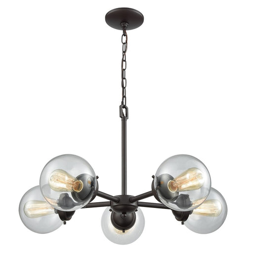 Atlas Lighting Beckett 26'' Wide 5Lt Chandelier, Bronze/Clear