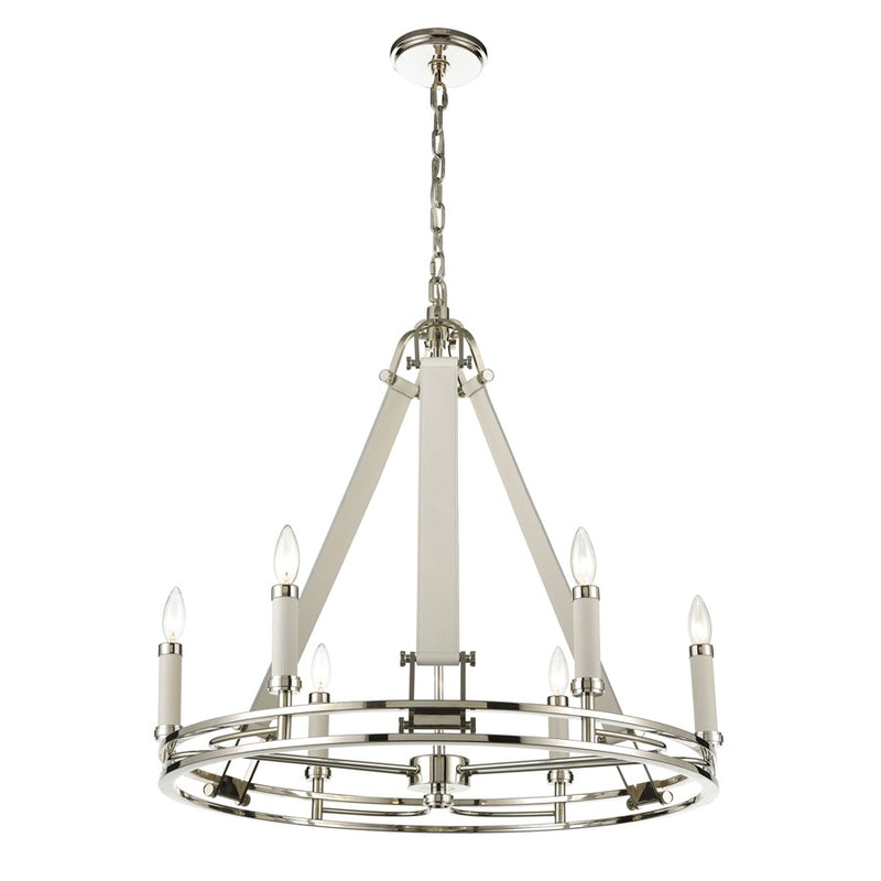 Atlas Lighting Bergamo 29'' Wide 6Lt Chandelier, Polished Nickel