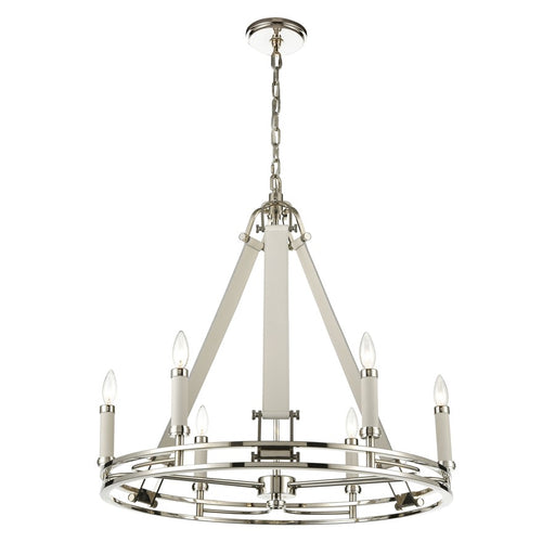 Atlas Lighting Bergamo 29'' Wide 6Lt Chandelier, Polished Nickel