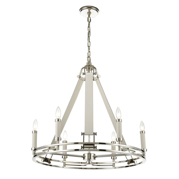 Atlas Lighting Bergamo 29'' Wide 6Lt Chandelier, Polished Nickel