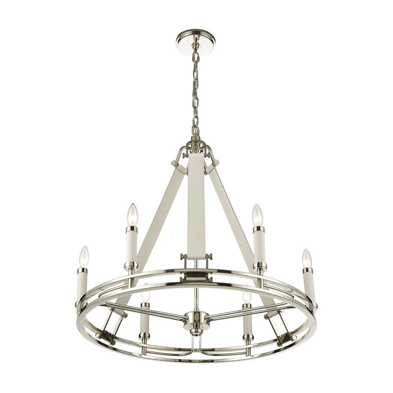 Atlas Lighting Bergamo 29'' Wide 6Lt Chandelier, Polished Nickel