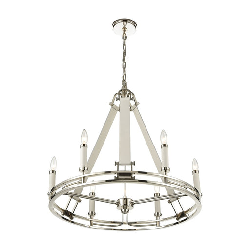 Atlas Lighting Bergamo 29'' Wide 6Lt Chandelier, Polished Nickel