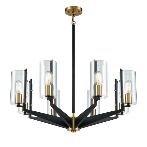 Atlas Lighting Blakeslee 33''W 8Lt Chandelier, Matte Black/Clear
