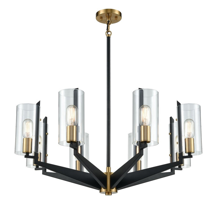 Atlas Lighting Blakeslee 33''W 8Lt Chandelier, Matte Black/Clear