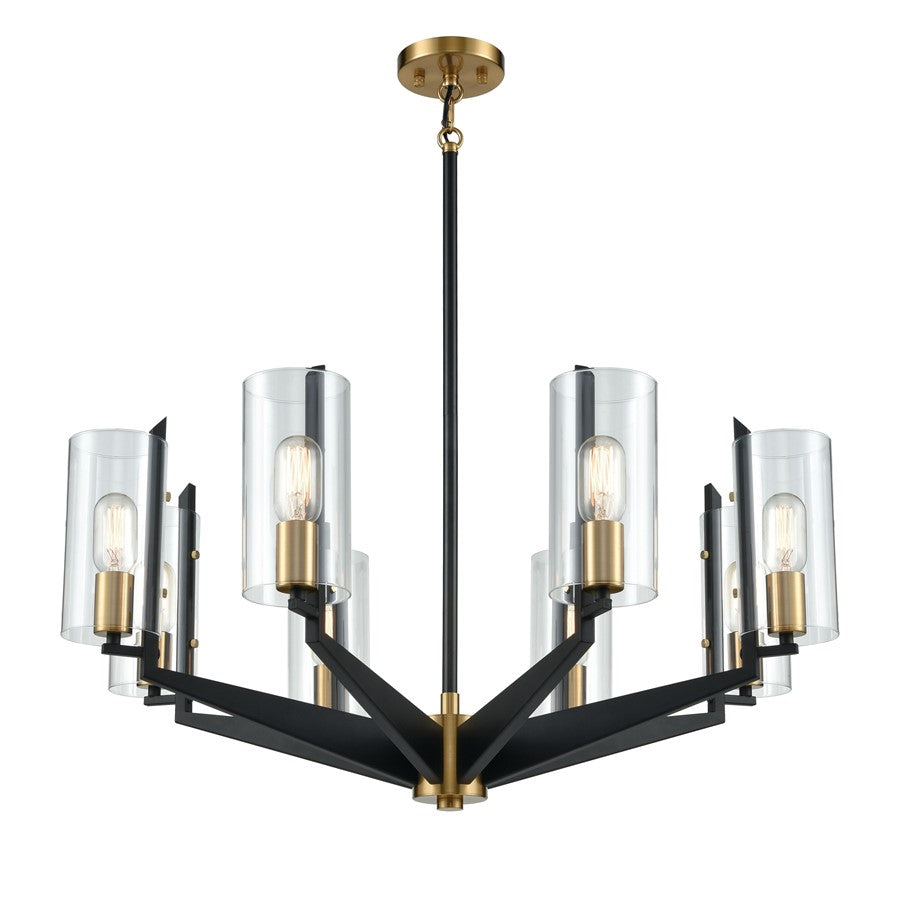 Atlas Lighting Blakeslee 33''W 8Lt Chandelier, Matte Black/Clear