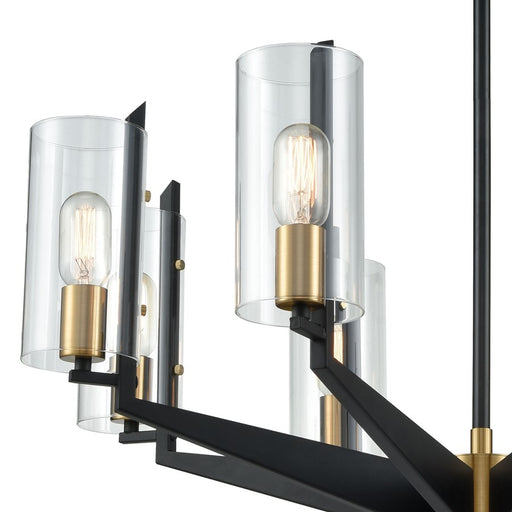 Atlas Lighting Blakeslee 33''W 8Lt Chandelier, Matte Black/Clear