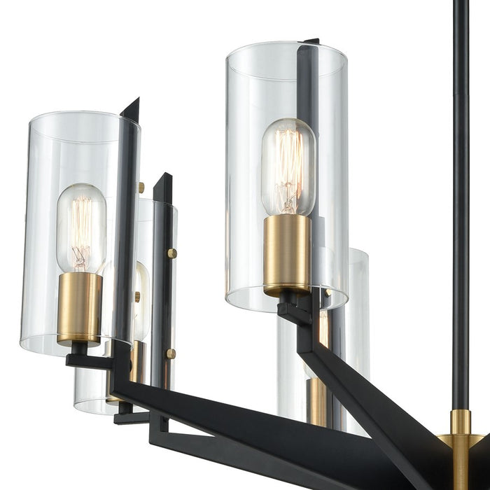Atlas Lighting Blakeslee 33''W 8Lt Chandelier, Matte Black/Clear