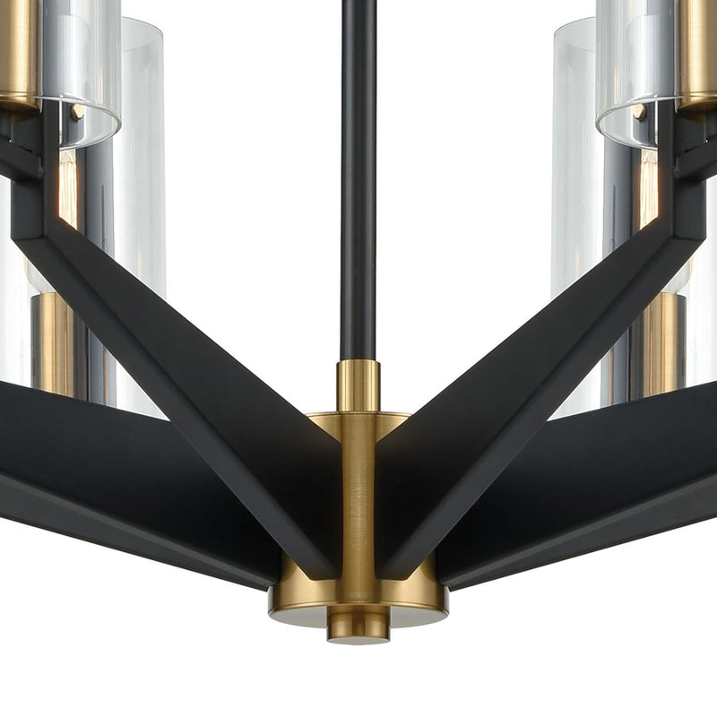 Atlas Lighting Blakeslee 33in 8-Light Chandelier | Transitional Matte Black and Satin Brass | Dining Room & Living Room | Model CL11084-BK