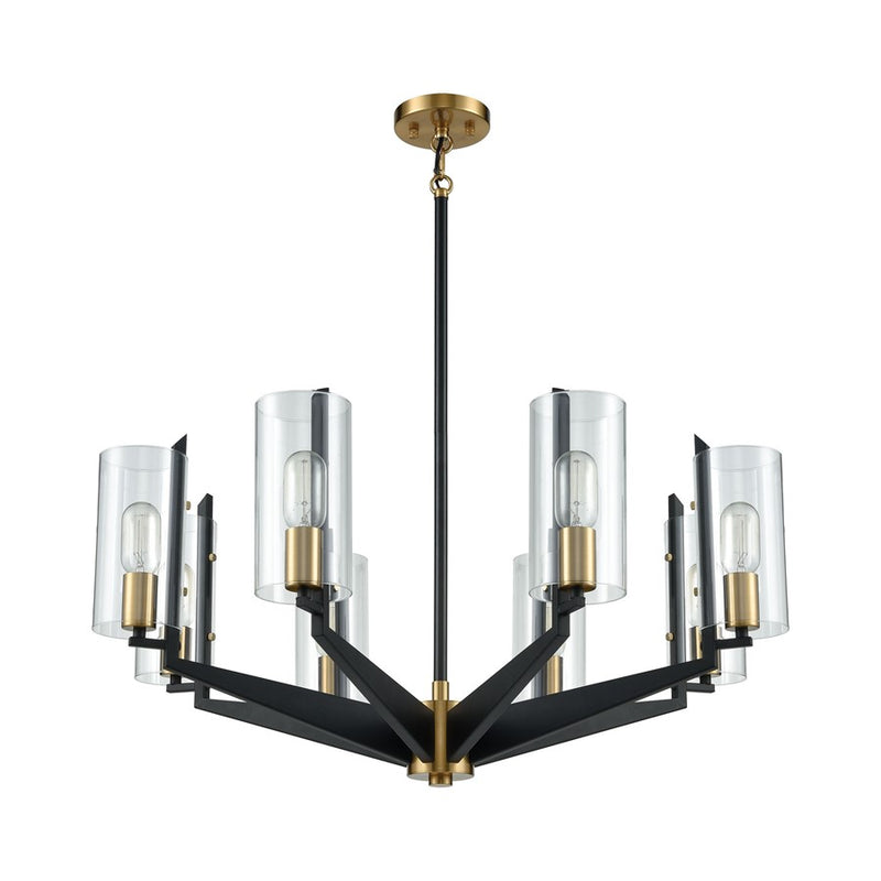 Atlas Lighting Blakeslee 33in 8-Light Chandelier | Transitional Matte Black and Satin Brass | Dining Room & Living Room | Model CL11084-BK