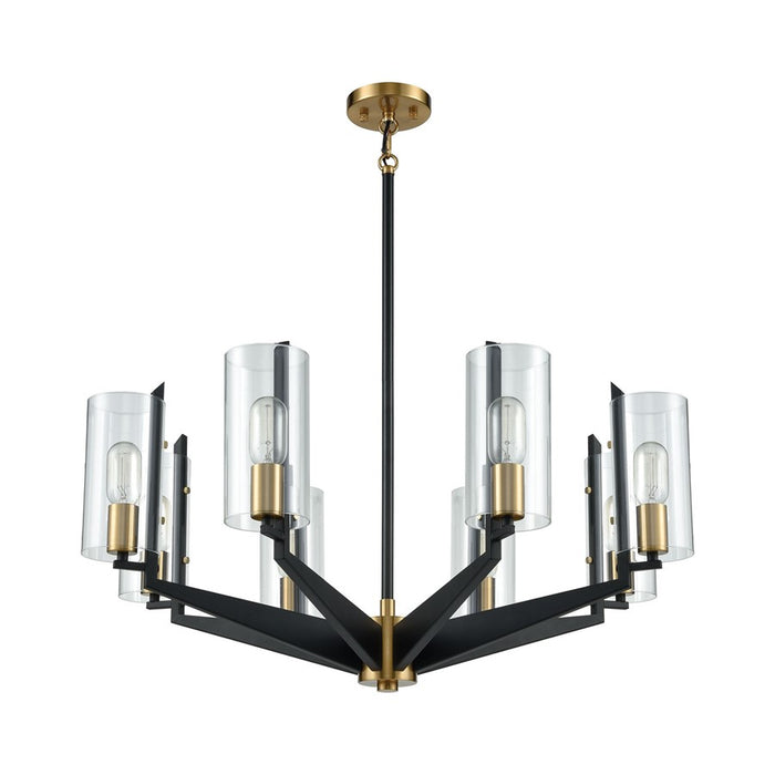 Atlas Lighting Blakeslee 33''W 8Lt Chandelier, Matte Black/Clear
