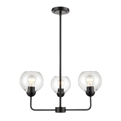 Atlas Lighting Boman 23'' Wide 3Lt Chandelier, Matte Black/Clear