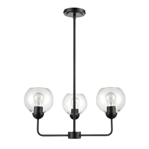 Atlas Lighting Boman 23'' Wide 3Lt Chandelier, Matte Black/Clear
