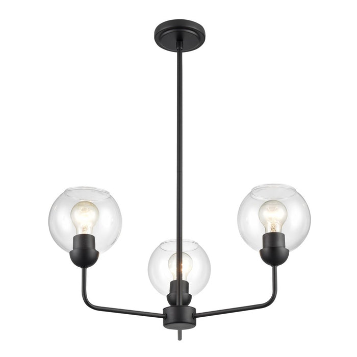 Atlas Lighting Boman 23'' Wide 3Lt Chandelier, Matte Black/Clear