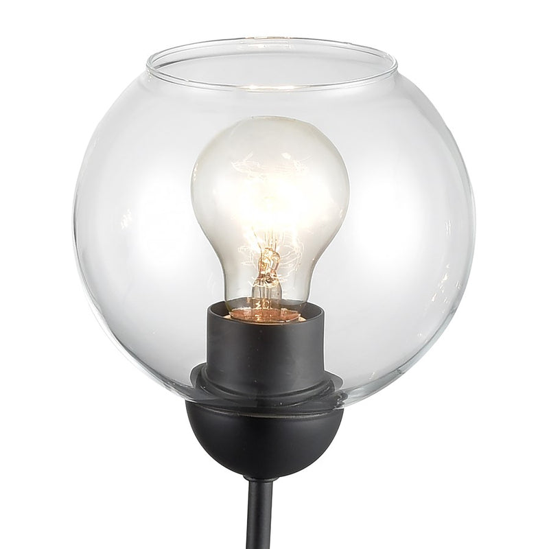 Atlas Lighting Boman 23in 3-Light Chandelier | Midcentury Matte Black and Clear Glass | Dining Room & Kitchen Island | Model CL11085-BK