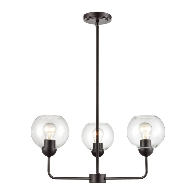 Atlas Lighting Boman 23in 3-Light Chandelier | Oil Rubbed Bronze and Clear Glass | Dining Room & Living Room | 23 x 23 x 14 in | Model CL11085-BZ