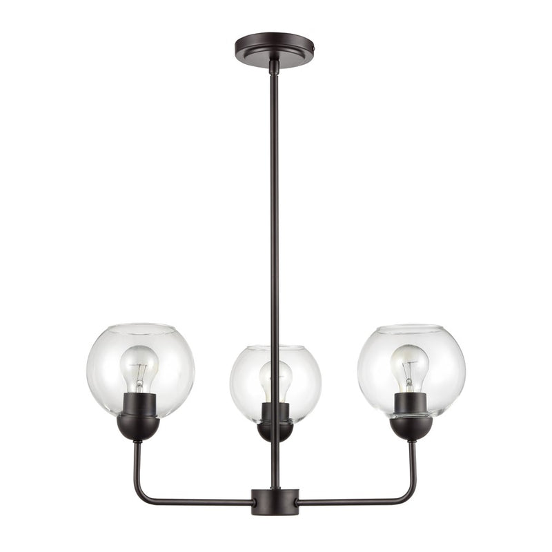 Atlas Lighting Boman 23in 3-Light Chandelier | Oil Rubbed Bronze and Clear Glass | Dining Room & Living Room | 23 x 23 x 14 in | Model CL11085-BZ