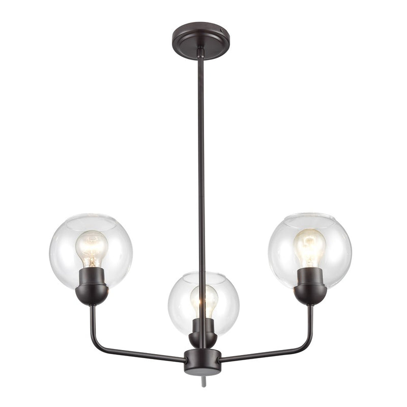Atlas Lighting Boman 23in 3-Light Chandelier | Oil Rubbed Bronze and Clear Glass | Dining Room & Living Room | 23 x 23 x 14 in | Model CL11085-BZ