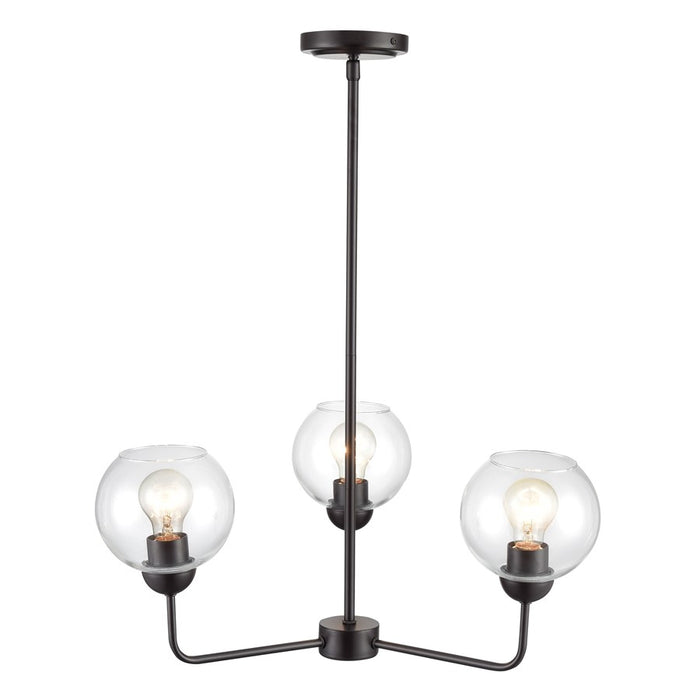 Atlas Lighting Boman 23'' Wide 3Lt Chandelier, Bronze/Clear