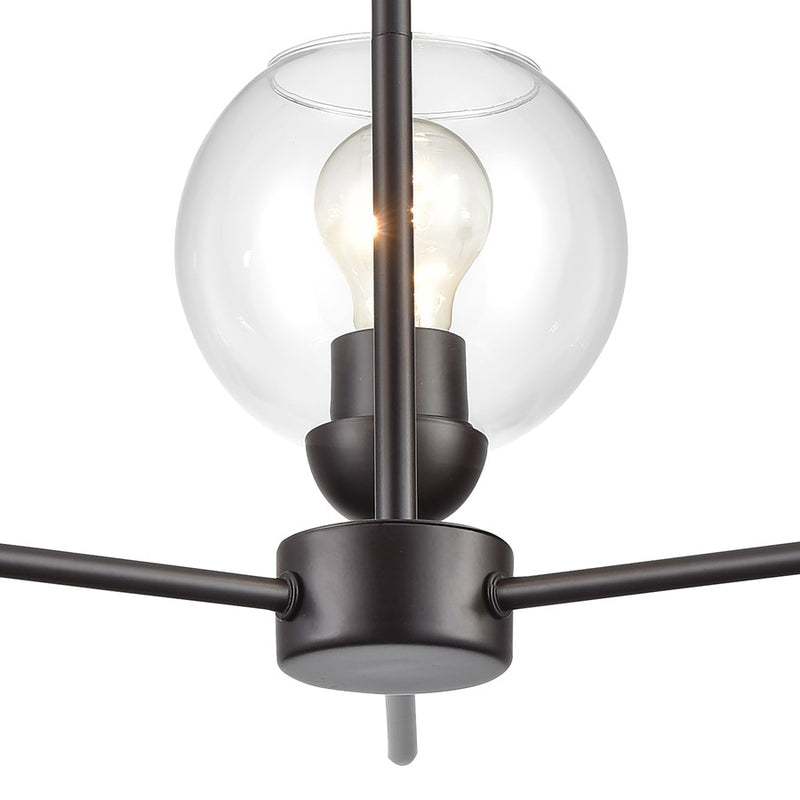 Atlas Lighting Boman 23in 3-Light Chandelier | Oil Rubbed Bronze and Clear Glass | Dining Room & Living Room | 23 x 23 x 14 in | Model CL11085-BZ