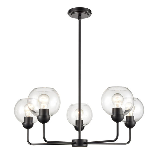 Atlas Lighting Boman 28'' Wide 5Lt Chandelier, Matte Black/Clear