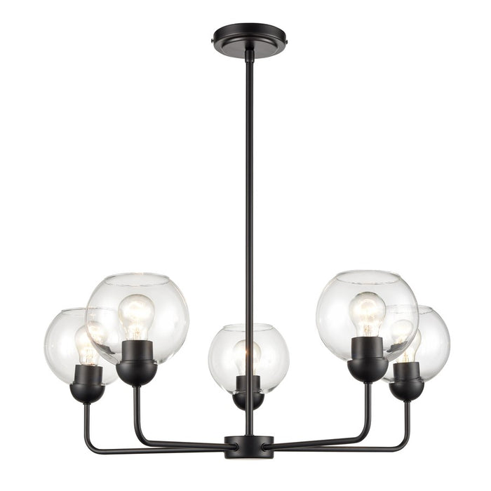 Atlas Lighting Boman 28'' Wide 5Lt Chandelier, Matte Black/Clear