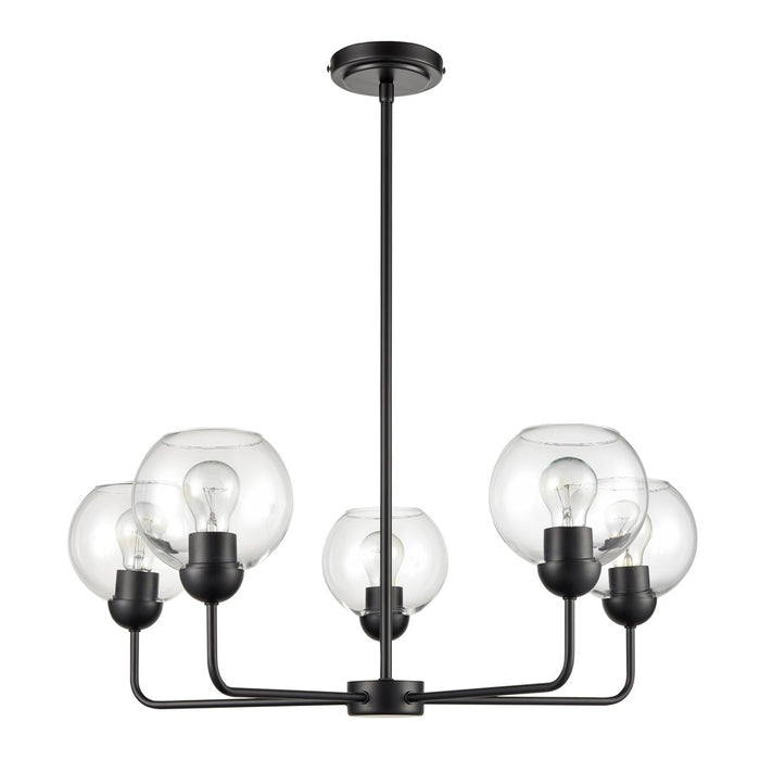 Atlas Lighting Boman 28'' Wide 5Lt Chandelier, Matte Black/Clear