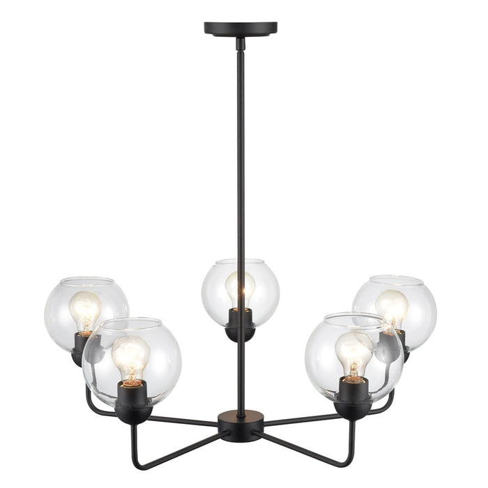 Atlas Lighting Boman 28'' Wide 5Lt Chandelier, Matte Black/Clear