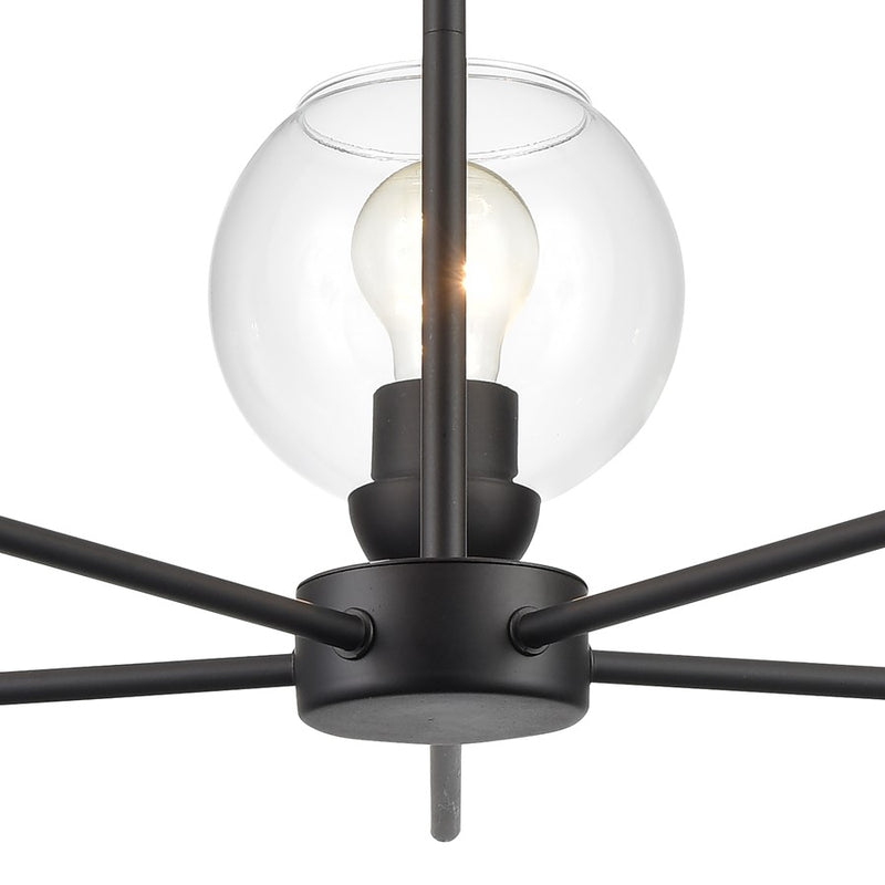 Atlas Lighting Boman 28in 5-Light Chandelier | Matte Black and Clear Glass | Dining Room & Living Room | 28 x 28 x 14 in | Model CL11086-BK