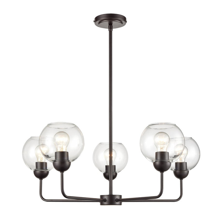 Atlas Lighting Boman 28'' Wide 5Lt Chandelier, Bronze/Clear