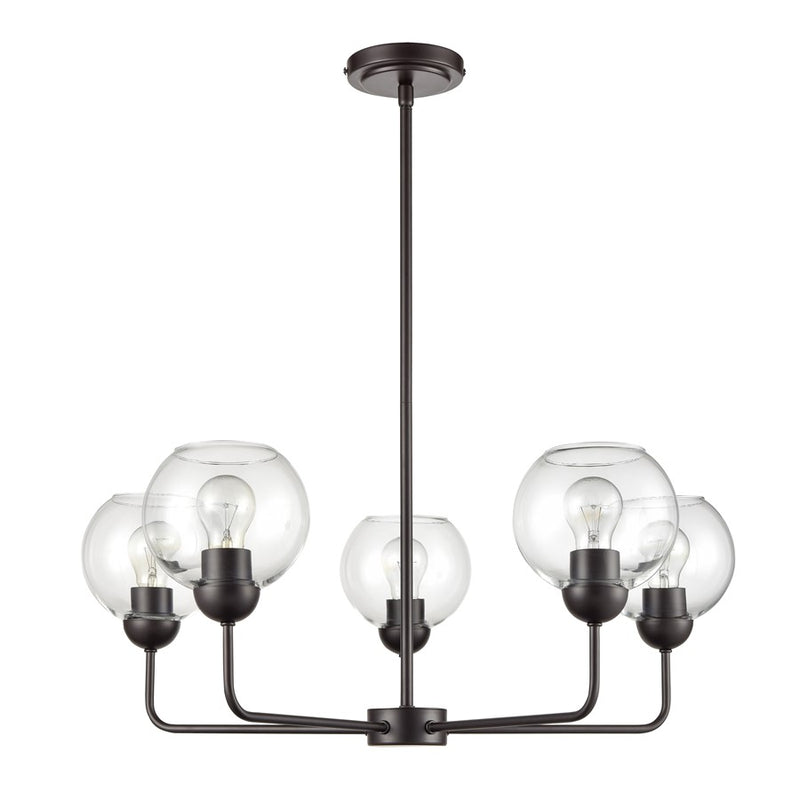 Atlas Lighting Boman 28in 5-Light Chandelier | Oil Rubbed Bronze and Clear Glass | Dining Room & Living Room | 28 x 28 x 14 in | Model CL11086-BZ