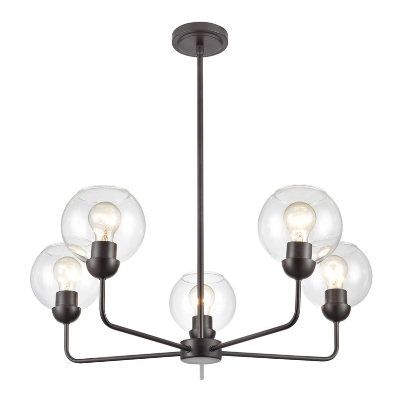 Atlas Lighting Boman 28'' Wide 5Lt Chandelier, Bronze/Clear