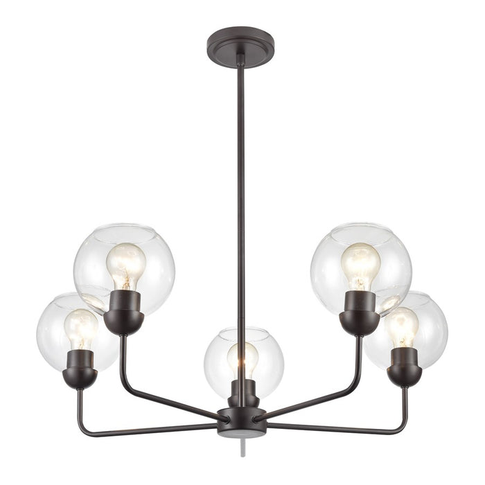 Atlas Lighting Boman 28'' Wide 5Lt Chandelier, Bronze/Clear