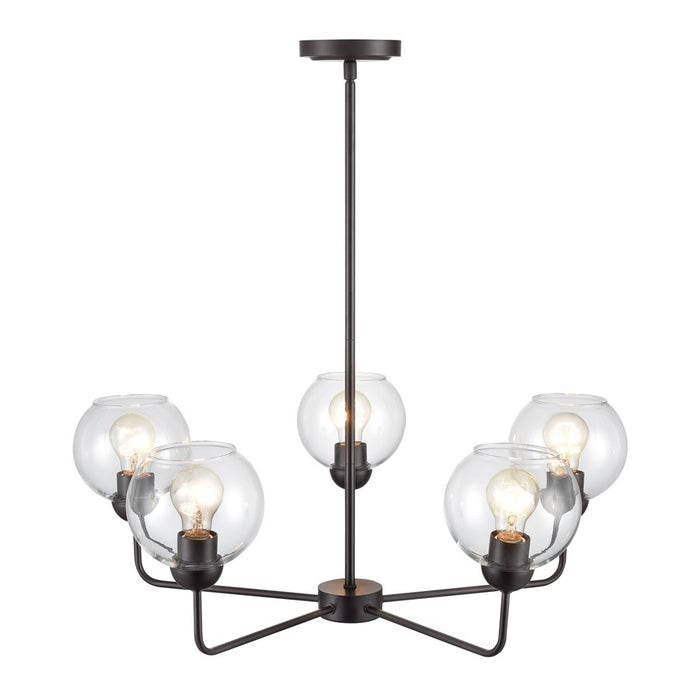 Atlas Lighting Boman 28'' Wide 5Lt Chandelier, Bronze/Clear