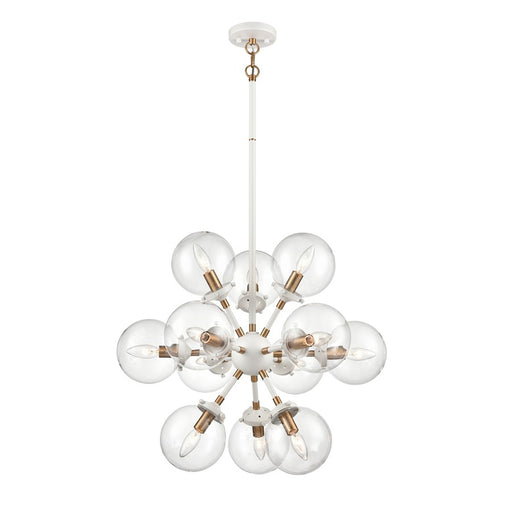 Atlas Lighting Boudreaux 25''W 12Lt Chandelier, Matte White/Clear