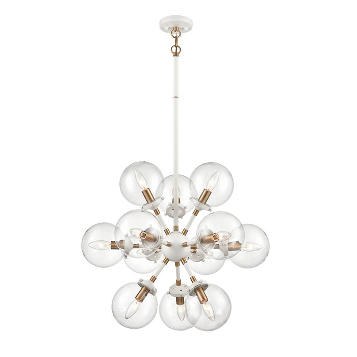 Atlas Lighting Boudreaux 25''W 12Lt Chandelier, Matte White/Clear