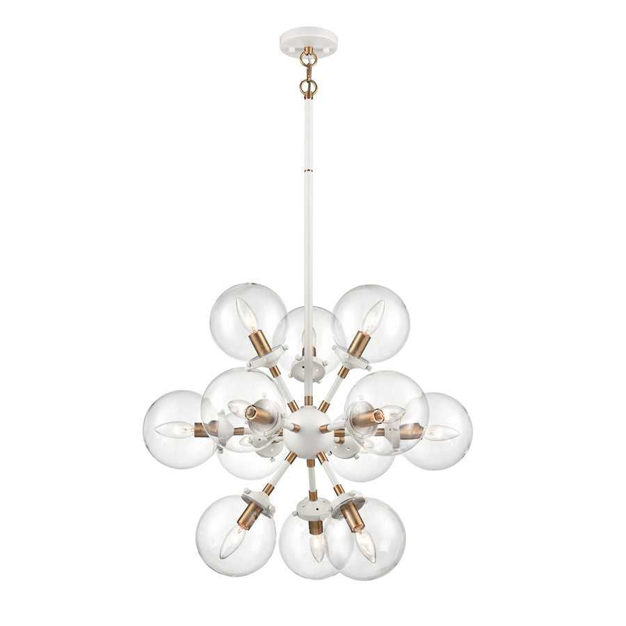 Atlas Lighting Boudreaux 25''W 12Lt Chandelier, Matte White/Clear
