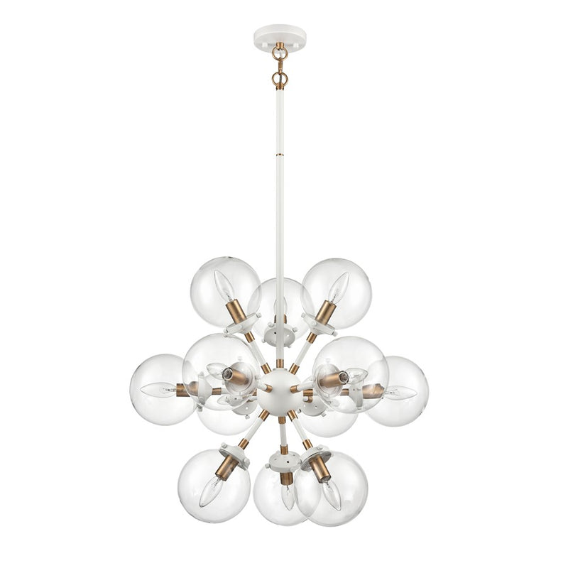 Atlas Lighting Boudreaux 25''W 12Lt Chandelier, Matte White/Clear