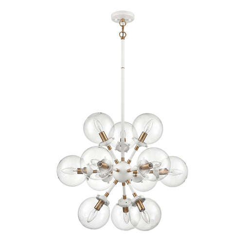 Atlas Lighting Boudreaux 25''W 12Lt Chandelier, Matte White/Clear
