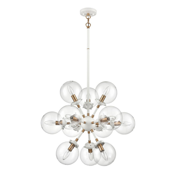Atlas Lighting Boudreaux 25''W 12Lt Chandelier, Matte White/Clear