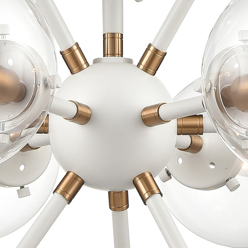Atlas Lighting Boudreaux 25in 12-Light Chandelier | Matte White and Satin Brass with Clear Glass | Dining Room & Living Room | Model CL11087-WH